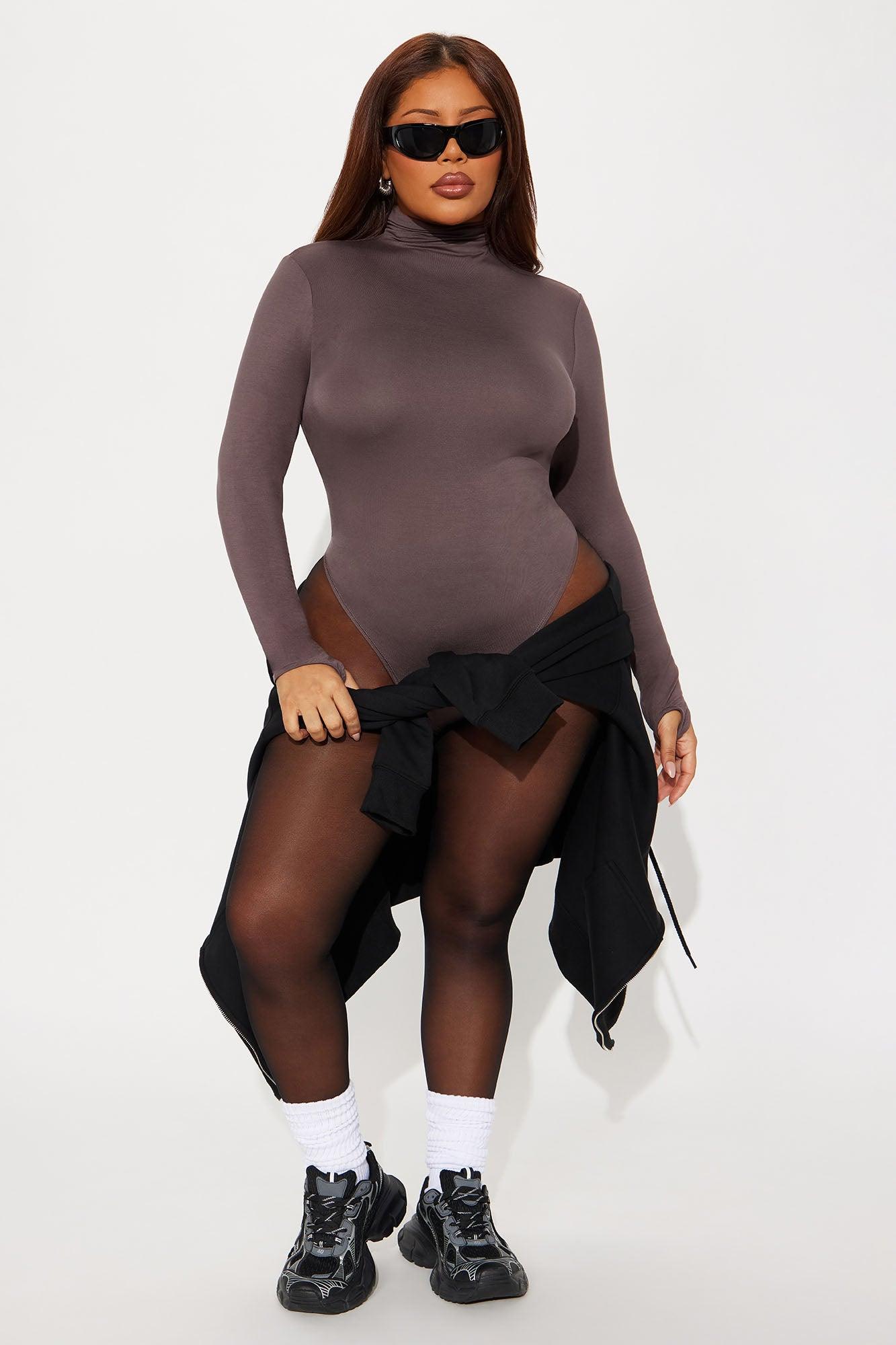 Modal Open Back Bodysuit - Chocolate Female Product Image