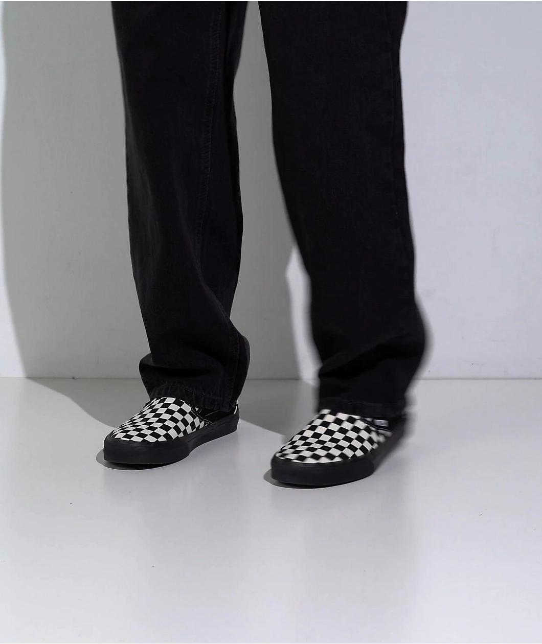 Vans Classic Slip-On Checkerboard White & Black Skate Shoes Product Image