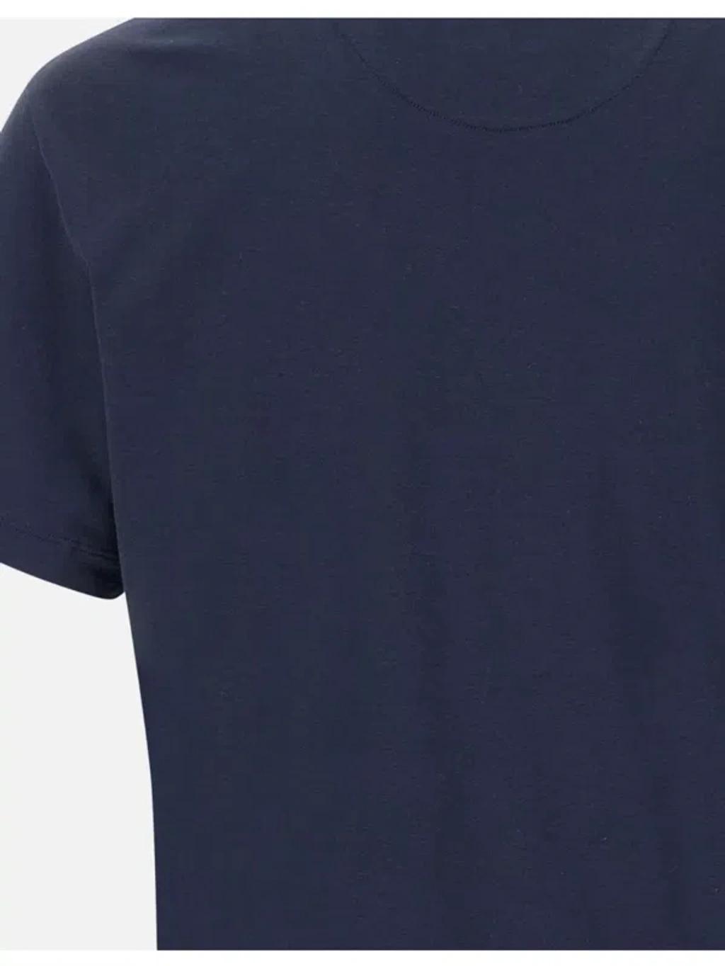 ELEVENTY Cotton Modal Crew Neck T-shirt In Blue Product Image