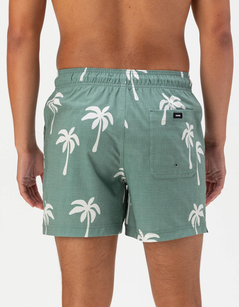 RSQ Mens Big Palms Swim Shorts - DK GREEN Product Image