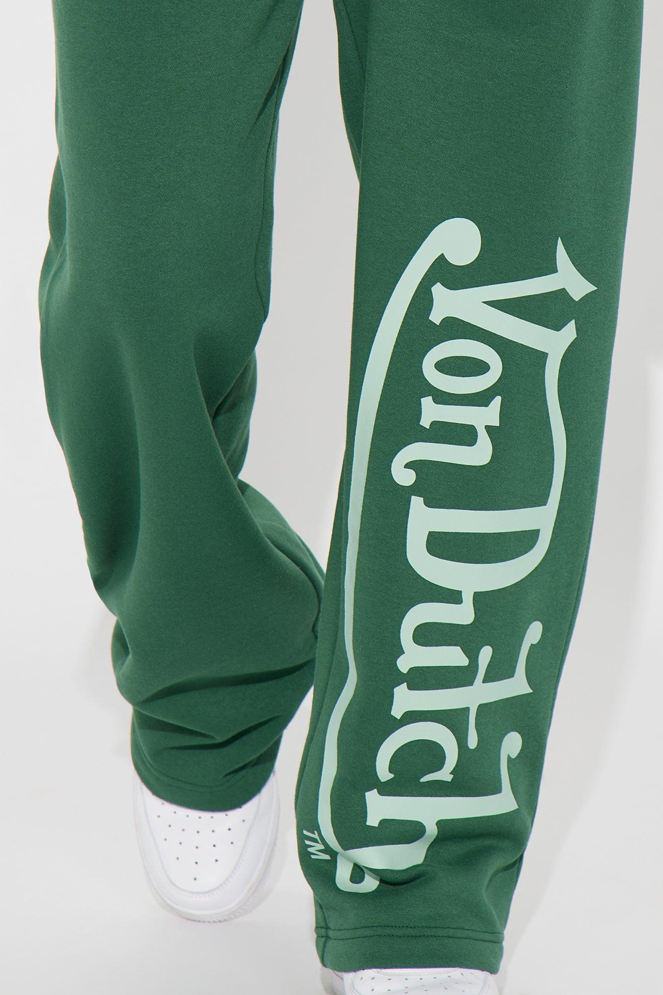 Von Dutch Distressed Wide Leg Pant - Hunter Green Product Image
