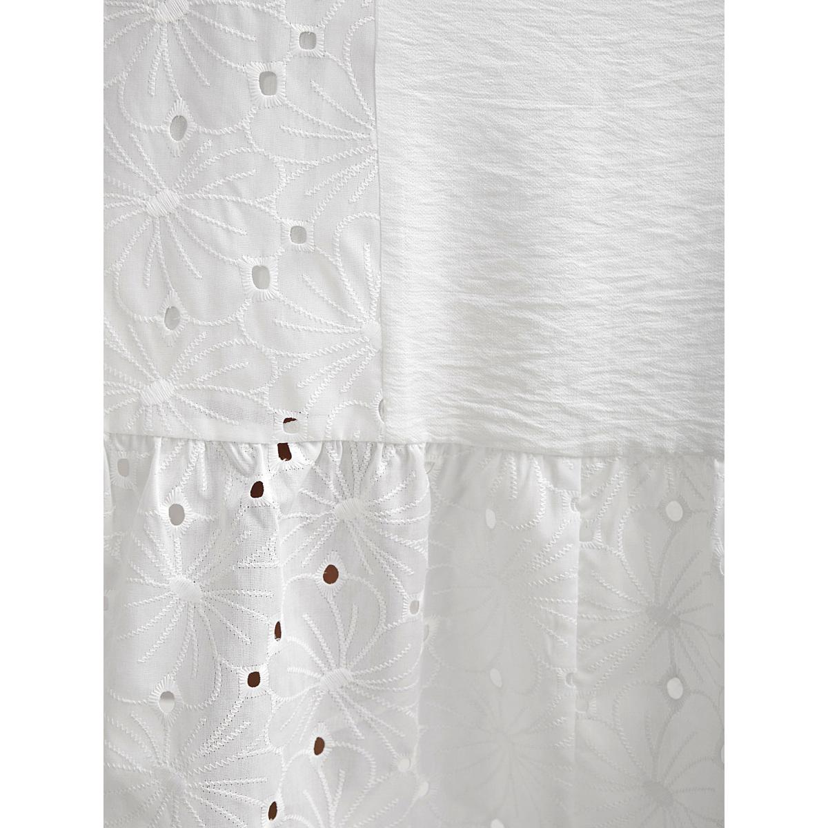 Plus Size Cotton Lace Detail Tiered Hem Tiered Maxi Dress Originalwhite Women Resort Round Neck Sleeveless Curvy BloomChic 26/4X Product Image