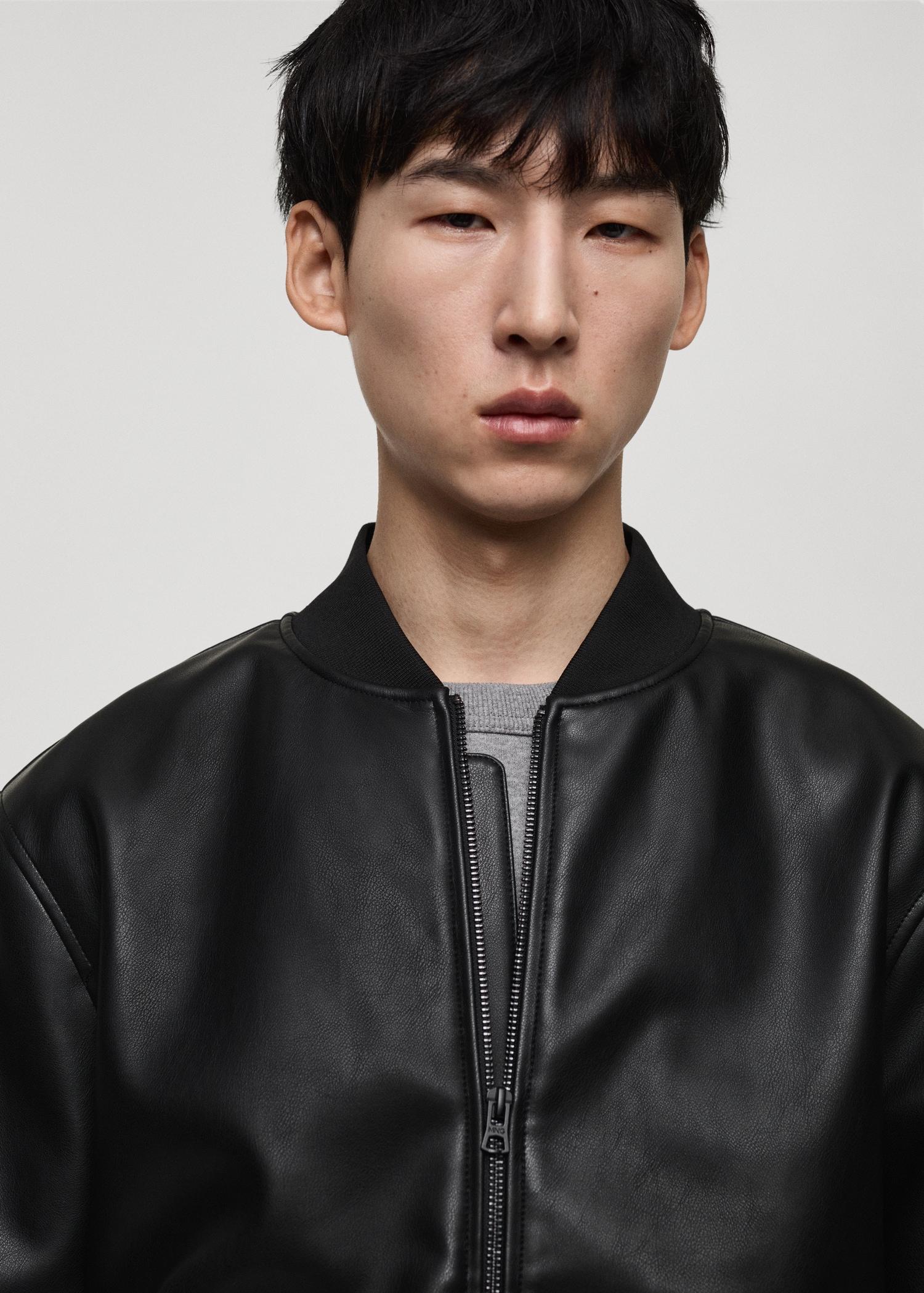 Leather-effect bomber jacket - Men | MANGO USA Product Image