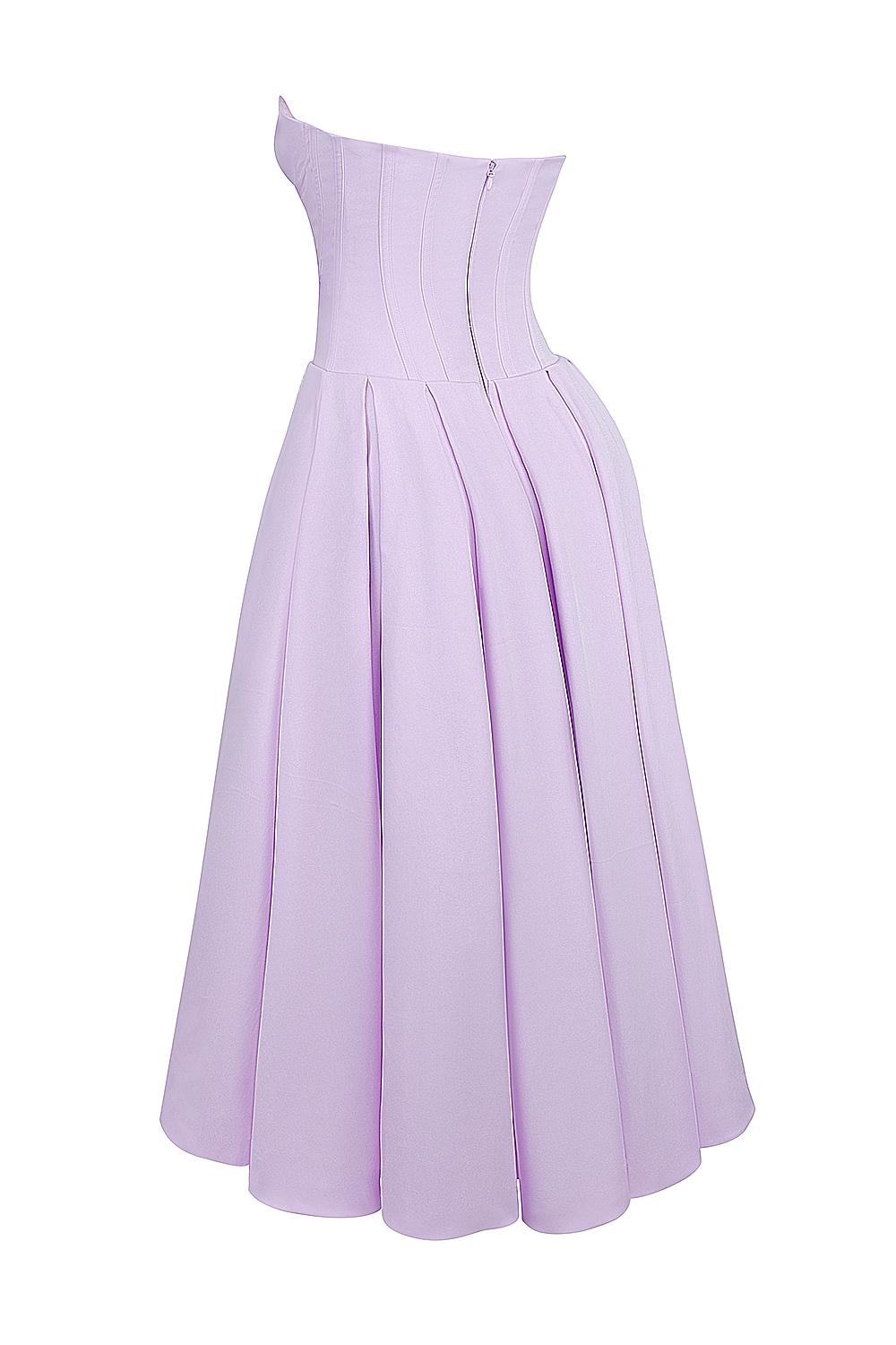 Lady  orchid twill strapless tulle midi dress - sale Product Image