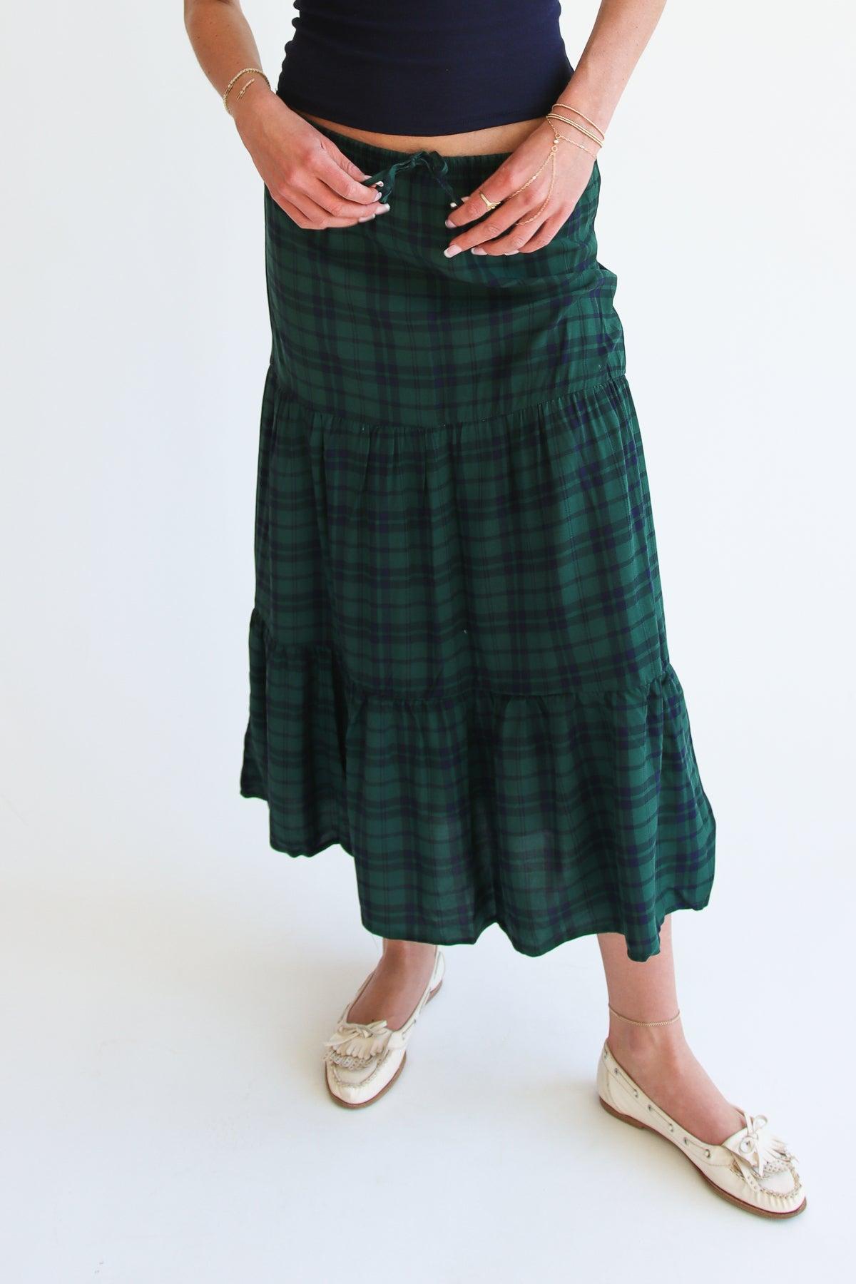 Plaid Tiered Maxi Skirt Product Image