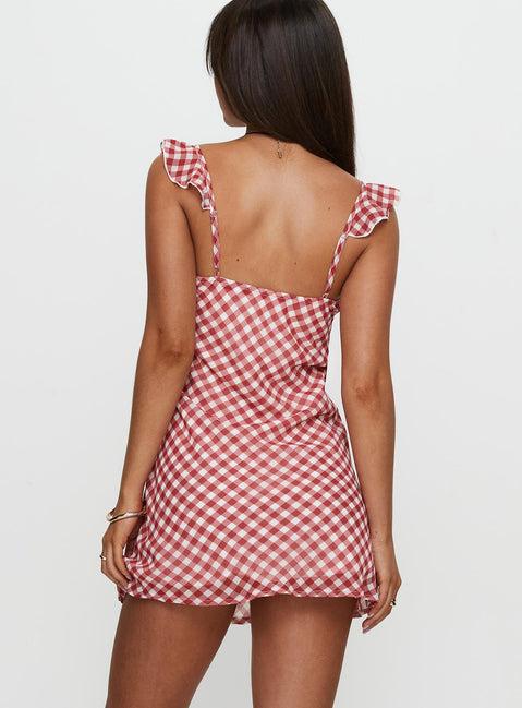 Marseilla Mini Dress Red Check Product Image
