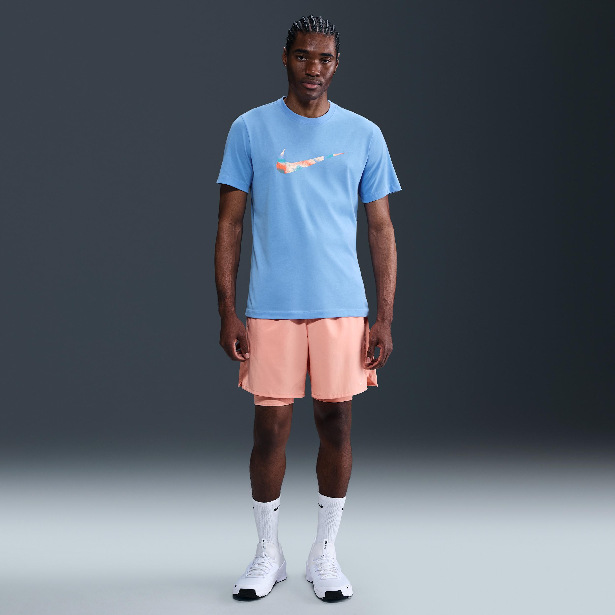 Nike Mens Nike Dri-Fit Lava Swoosh T-Shirt - Mens University Blue/Multi Product Image