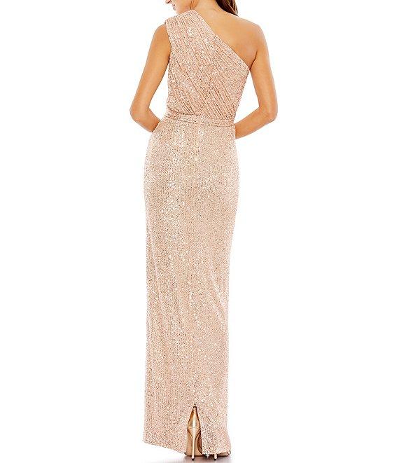 Mac Duggal Sequin Ruched One Shoulder Gown Product Image