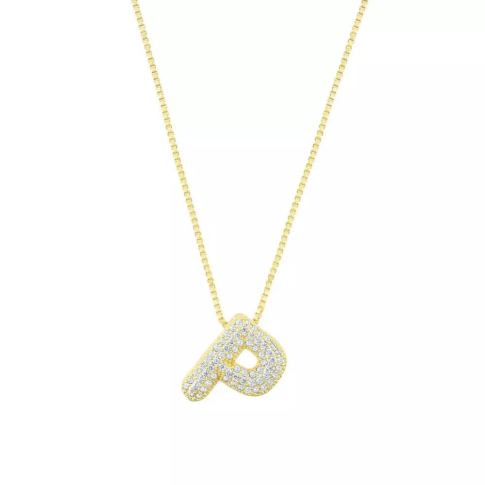 Adornia 14k Gold Plated Pave Bubble Letter Necklace, Womens Product Image