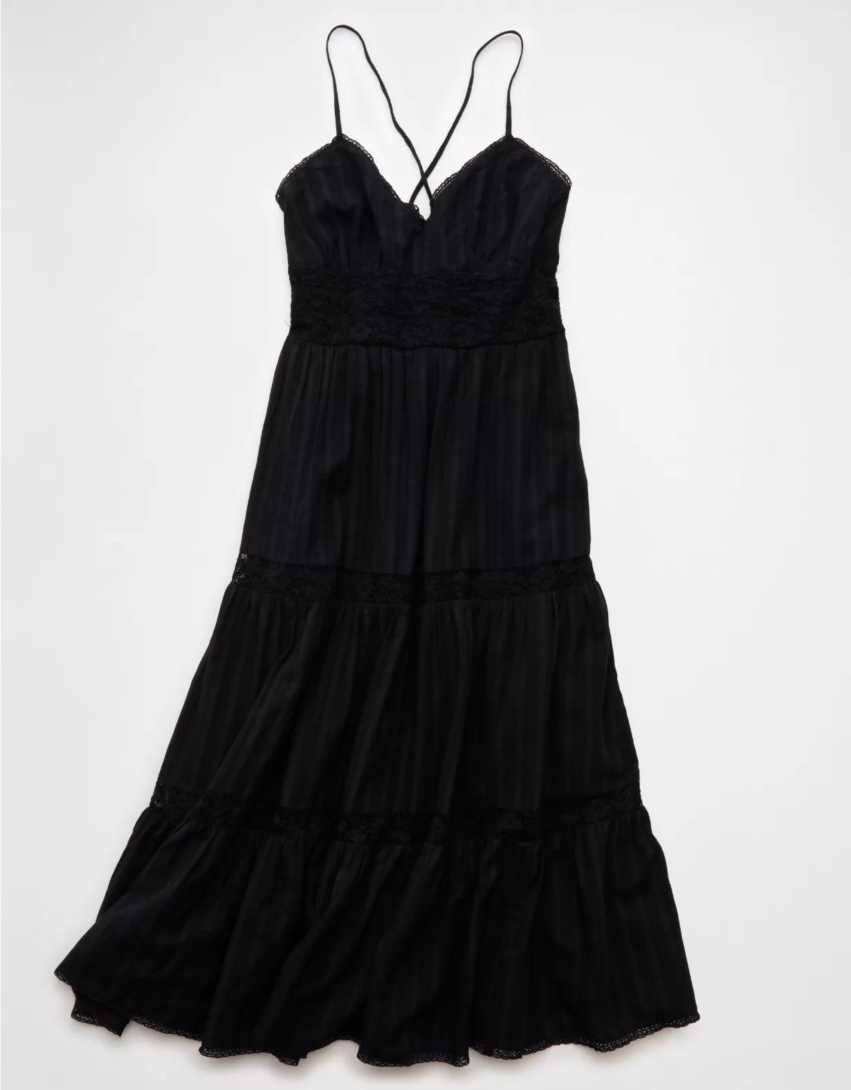 AE V-Neck Lace Tiered Maxi Dress Product Image