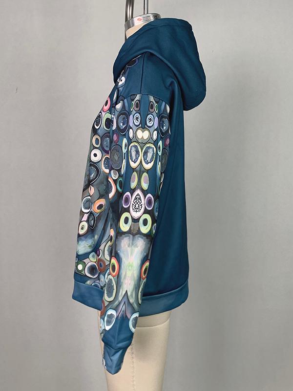 Long Sleeves Printed Hooded Hoodies Tops Product Image