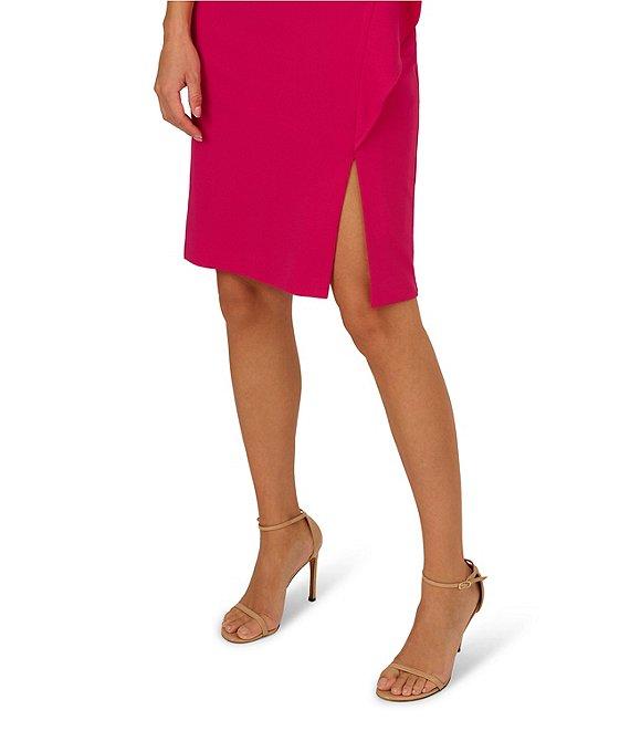 Adrianna Papell Stretch Asymmetrical Neck Short Sleeve Sheath Dress Product Image