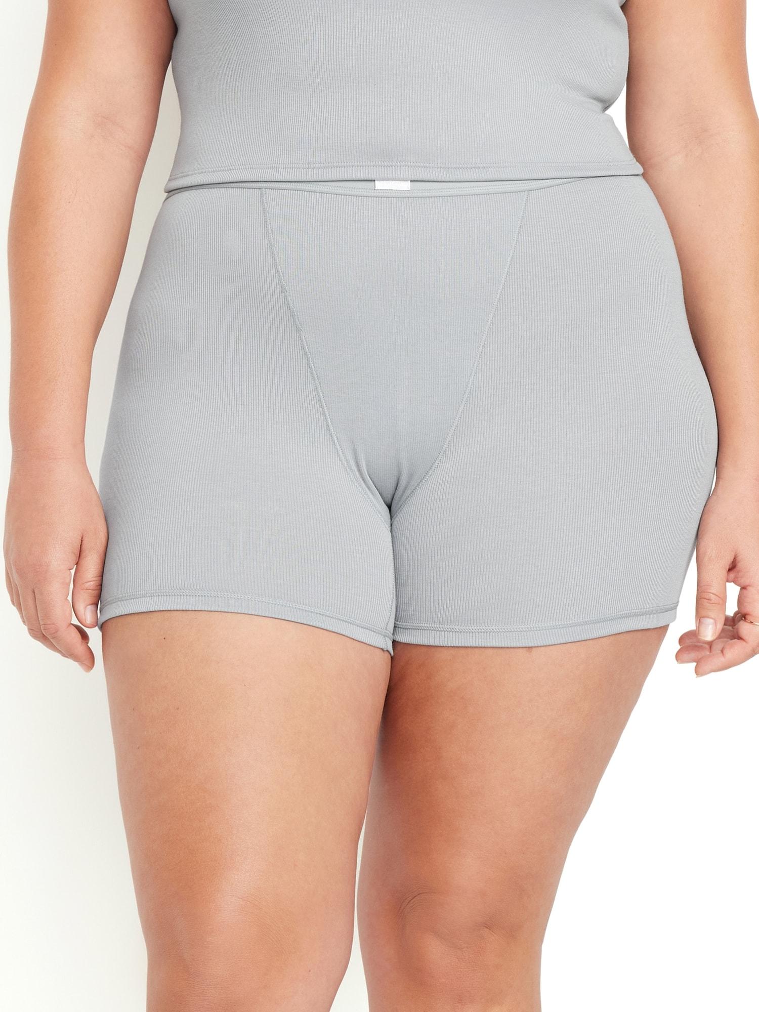 High-Waisted Ribbed Boyshort Briefs -- 3-inch inseam Product Image