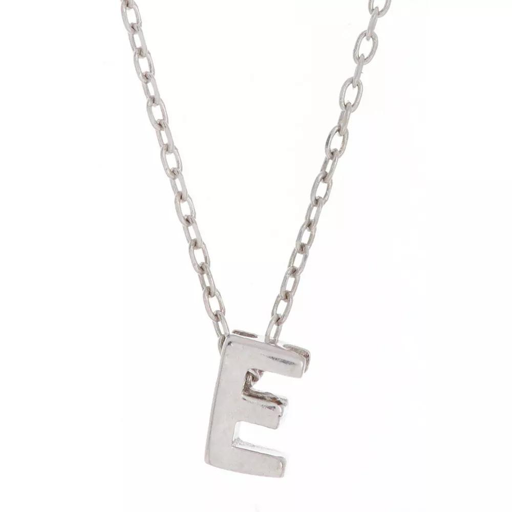Adornia Mini Initial Pendant Necklace, Women's, Silver Tone E Product Image