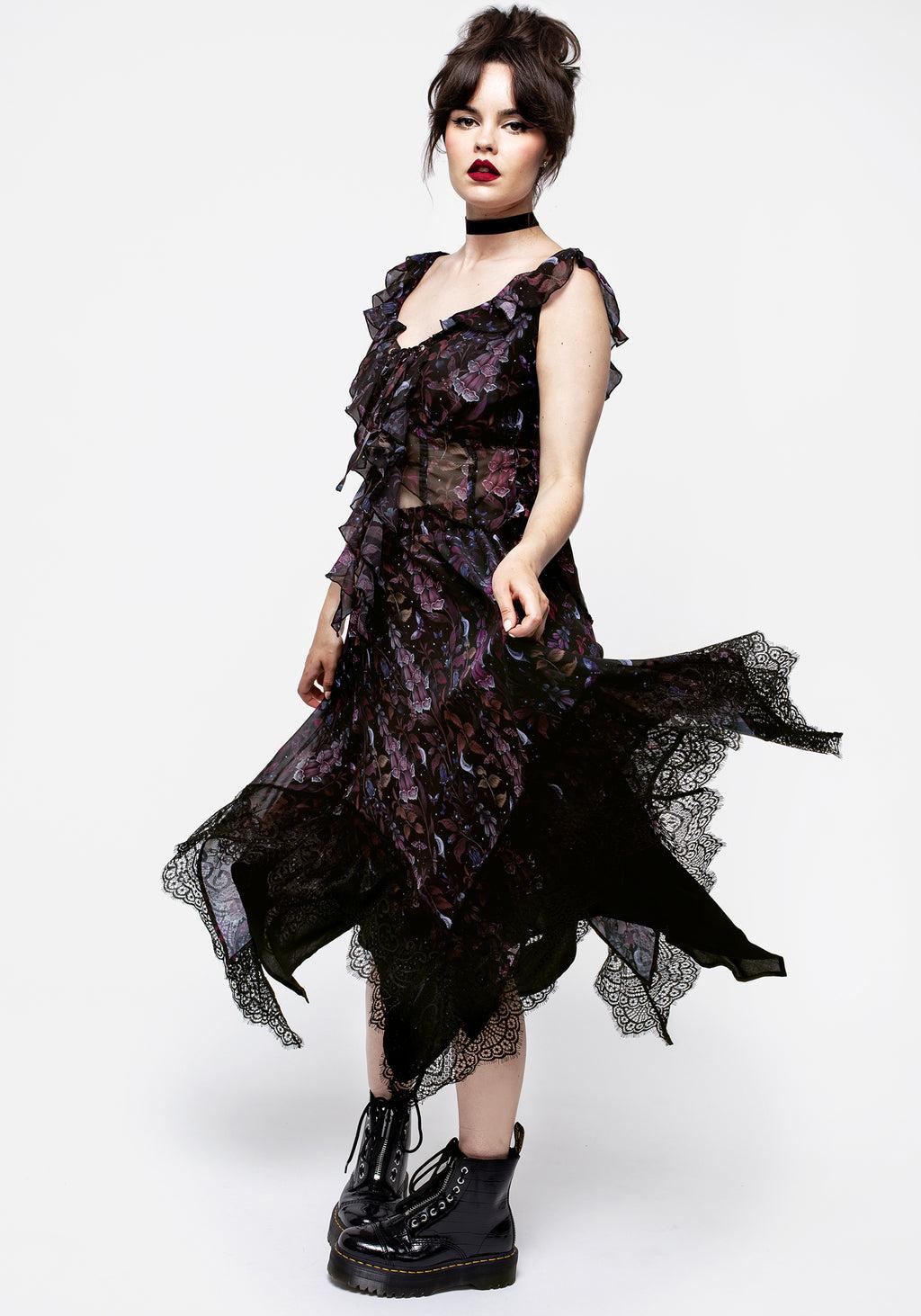 Foxglove Chiffon Handkerchief Hem Skirt Product Image