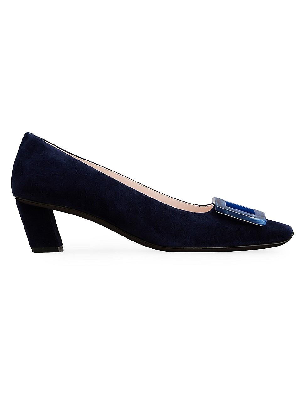 Belle Vivier Suede Buckle Pumps Product Image