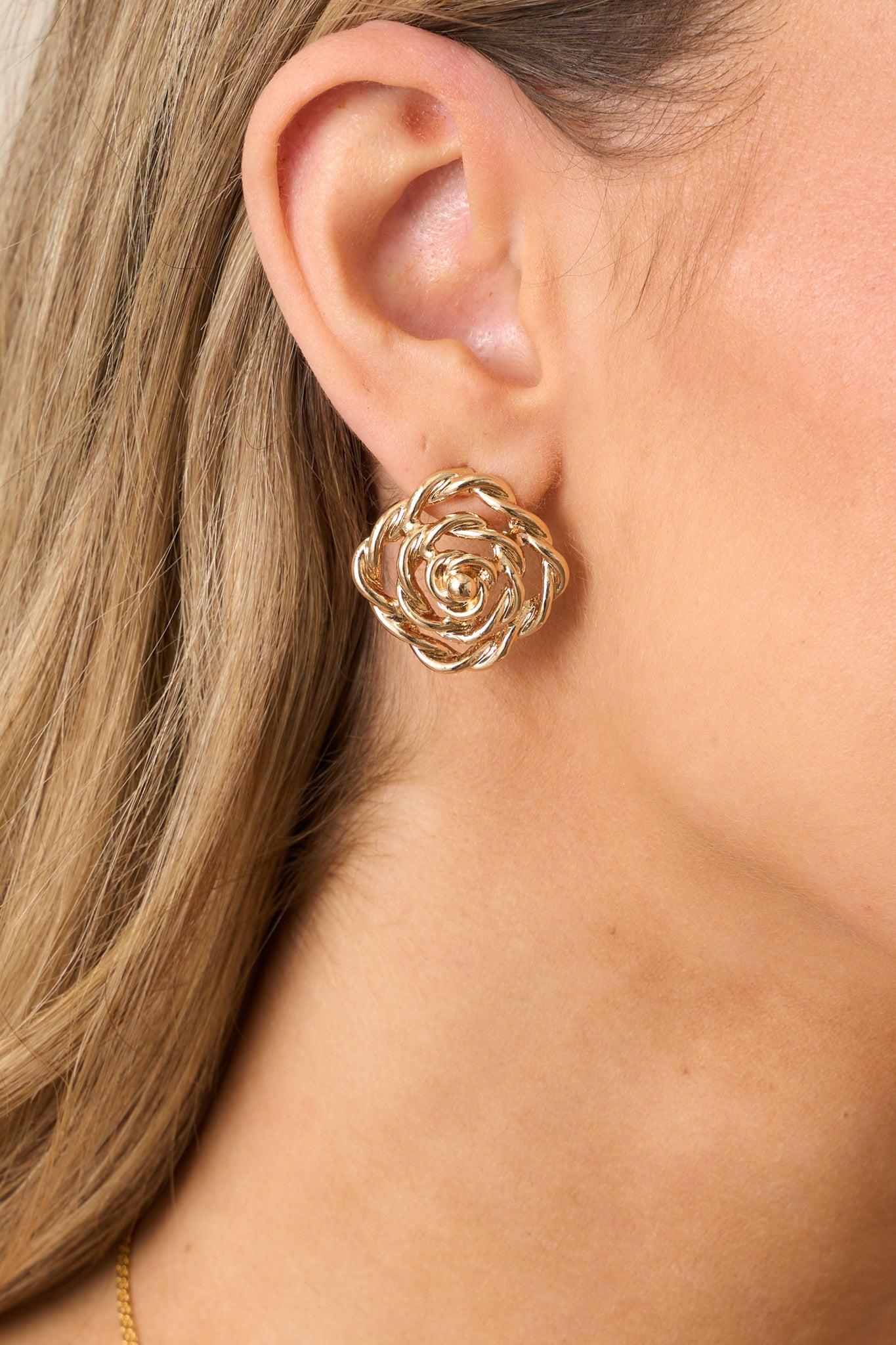Ballroom Dancing Gold Spiral Earrings Product Image