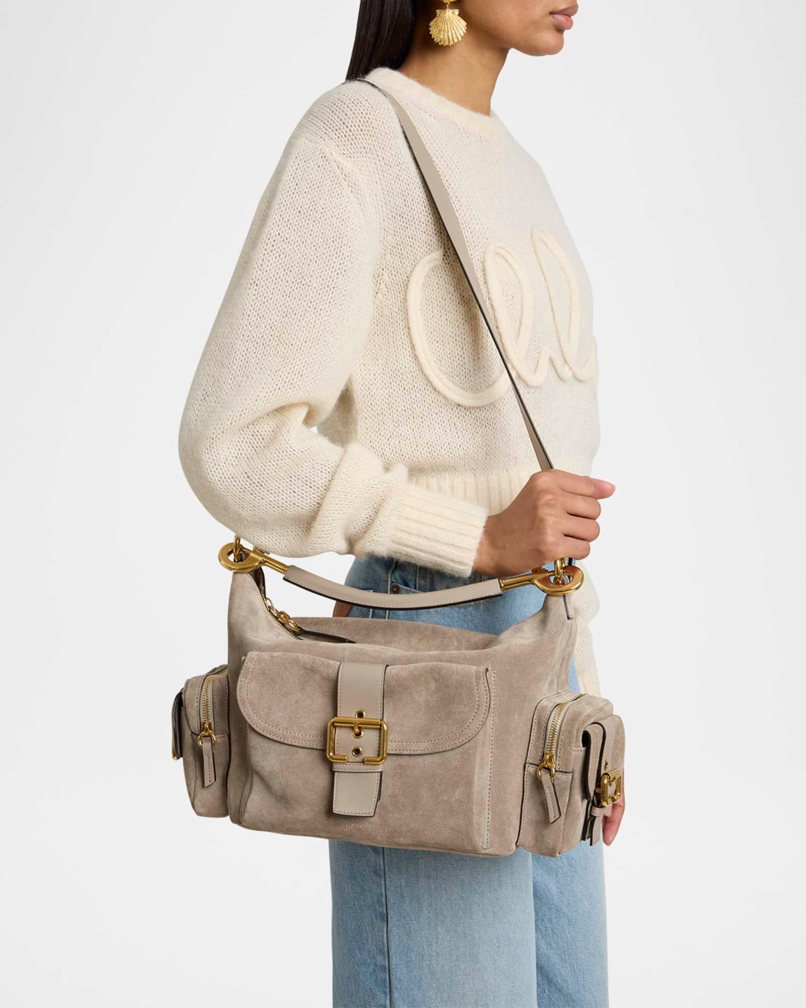 Medium Camera Shoulder Bag in Suede  Product Image