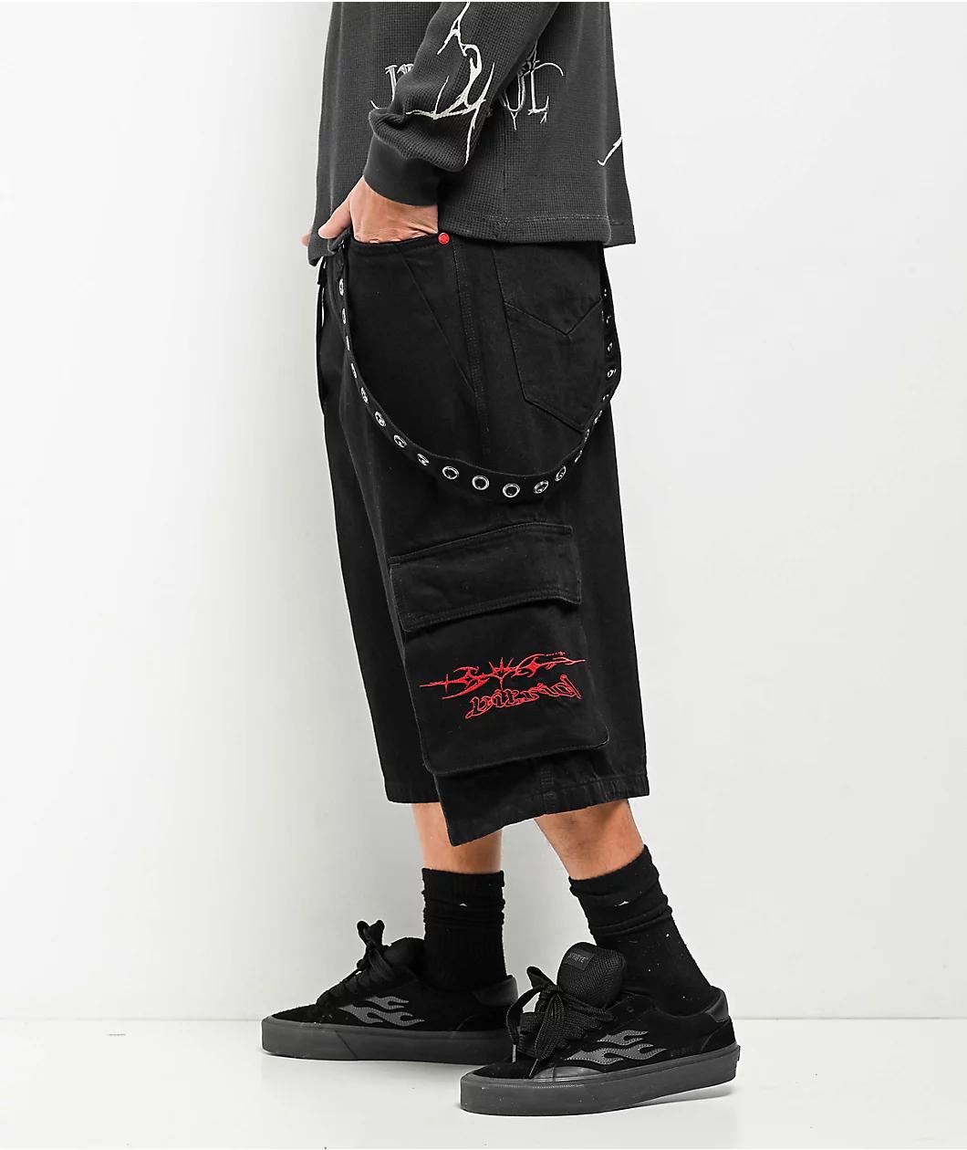 Empyre Ultra Wide Dark Blue Skate Jean Shorts Product Image