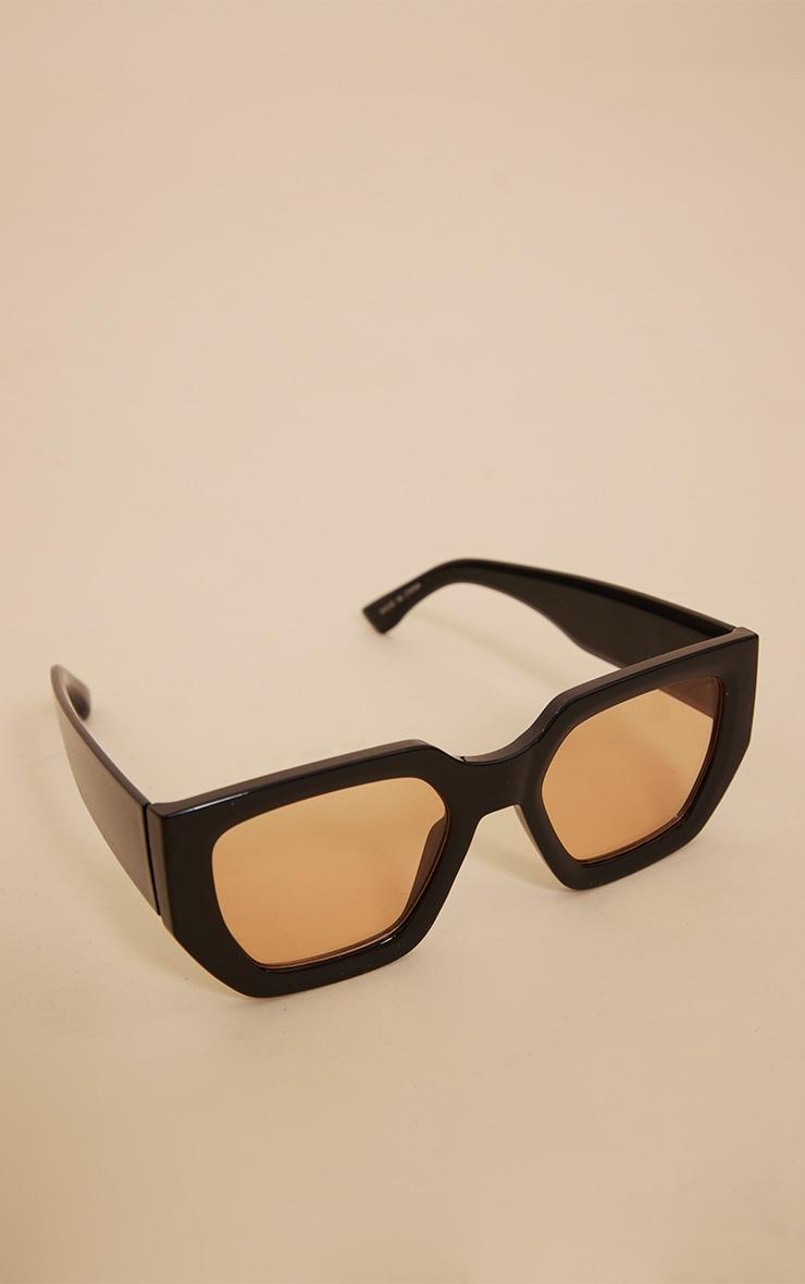 Black Chunky Brown Lens Square Frame Sunglasses Product Image
