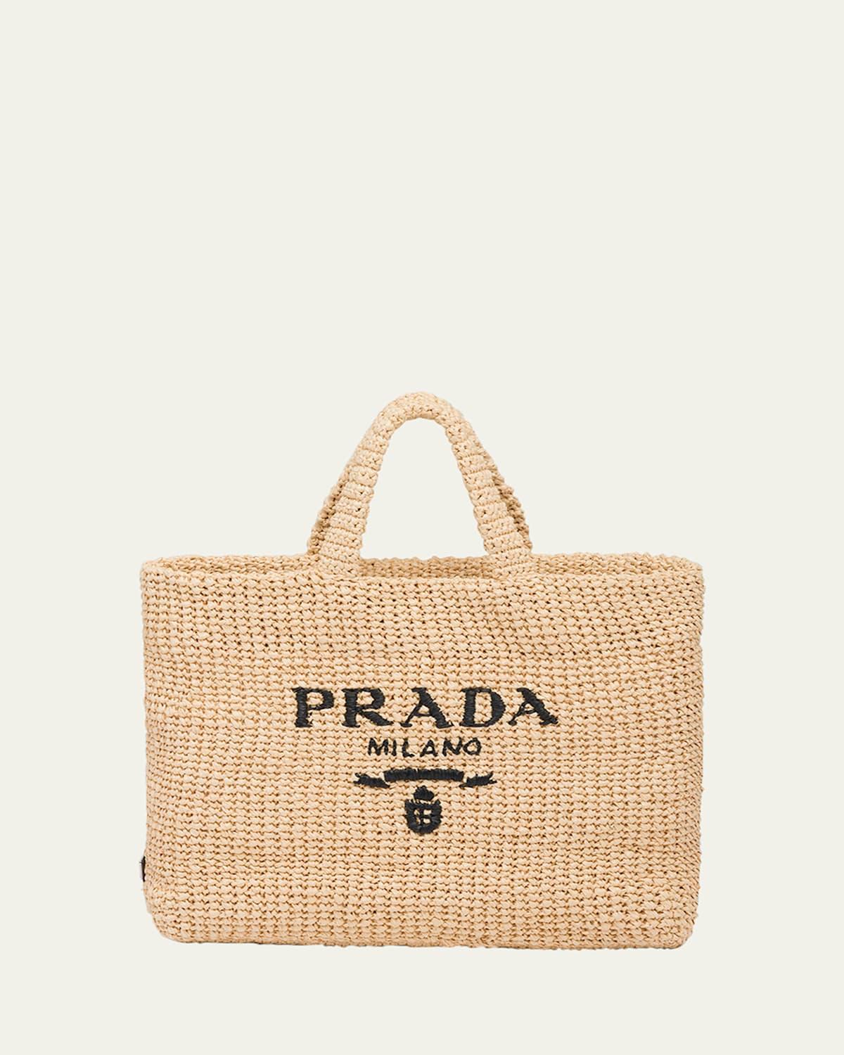 Logo Striped Raffia Shoulder Bag Product Image