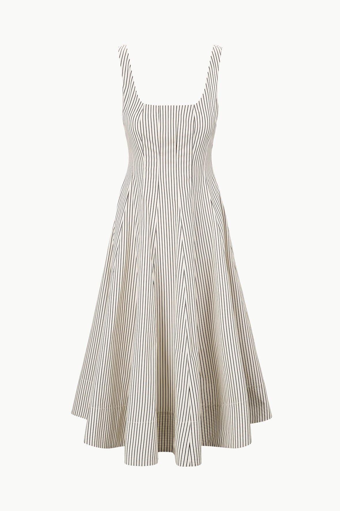 WELLS DRESS | IVORY DARK OAK MICRO STRIPE Product Image