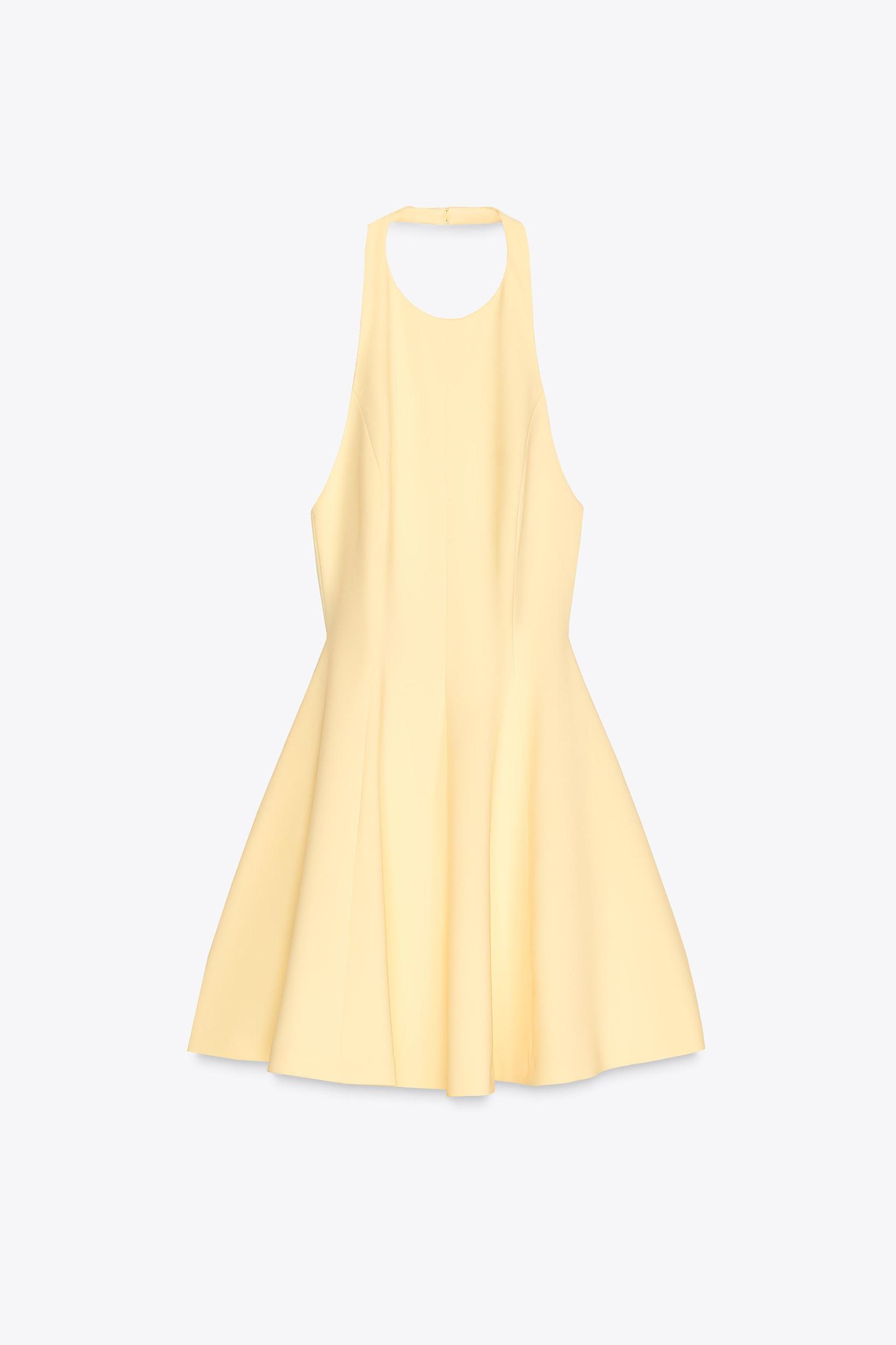 SHORT HALTER GODET DRESS Product Image