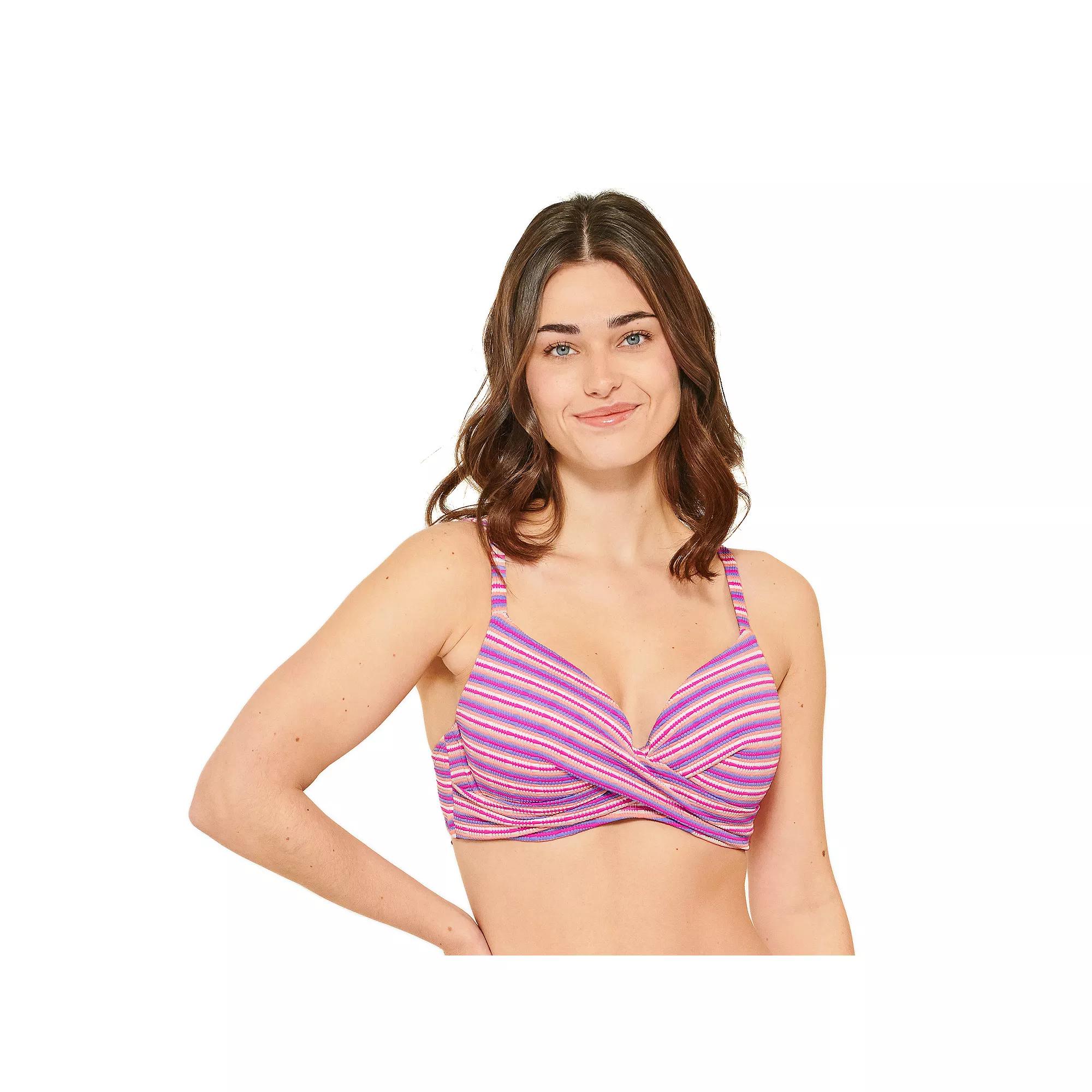 Women's Freshwater Underwire D-Cup Bikini Swim Top, Size: Small, Pink Basketweave Product Image
