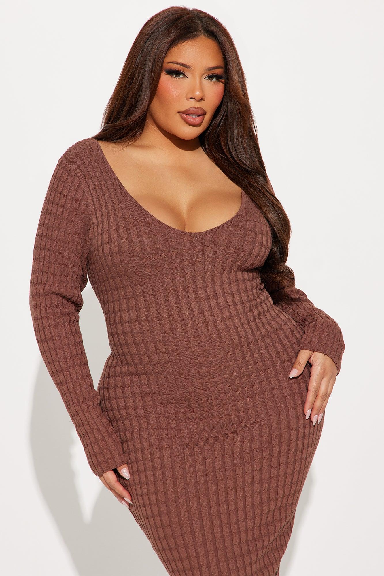 Kallan Cable Knit Midi Dress - Mocha Product Image