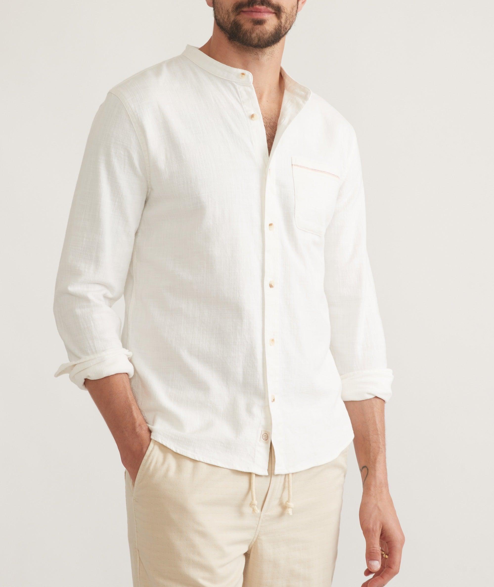 Banded Collar Stretch Selvage Shirt Product Image