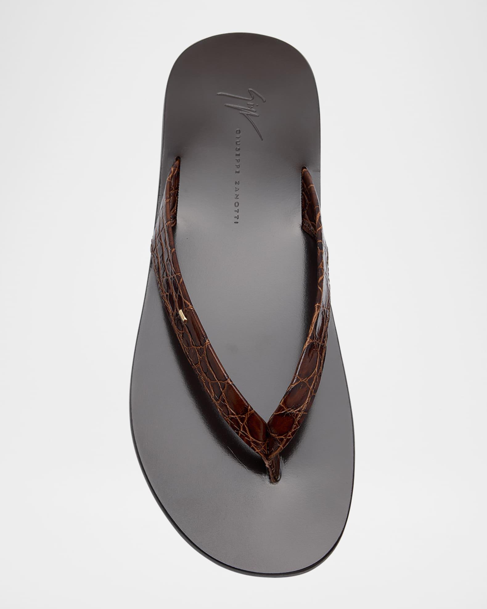 Men's Hally 10 Croc-Effect Leather Flip Flops Product Image