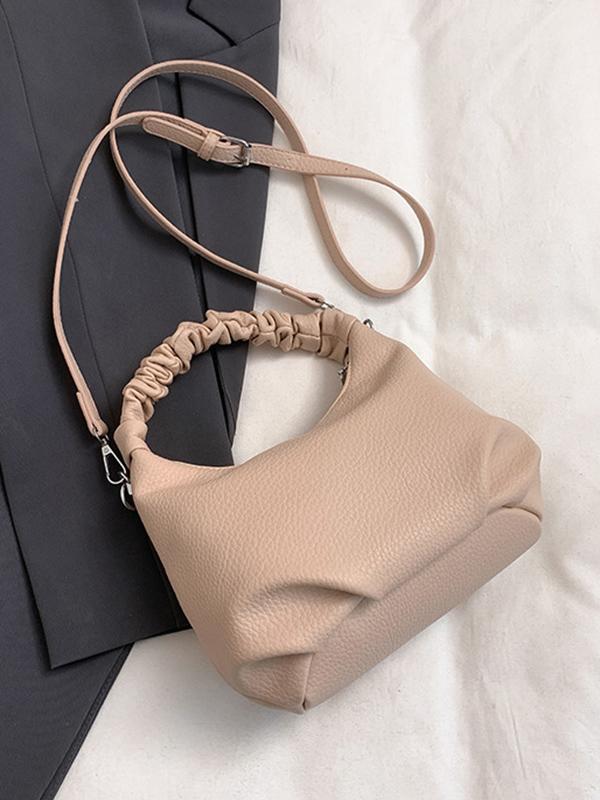 Chains Pleated Solid Color Zipper Crossbody Bags Handbags Product Image