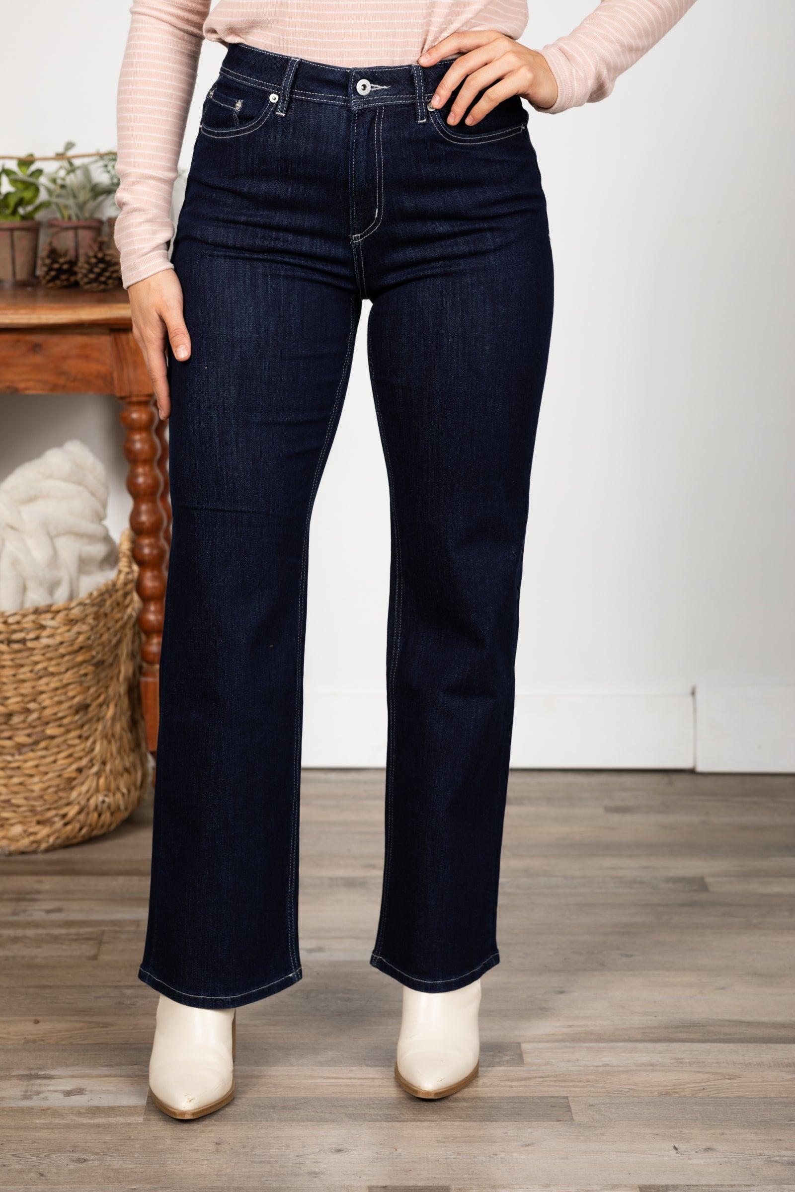 Mica Dark Wash High Rise Straight Leg Jeans Product Image