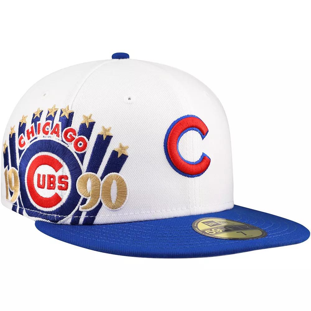 Men's New Era White/Royal Chicago Cubs Major Sidepatch 59FIFTY Fitted Hat, Size: 6 7/8 Product Image