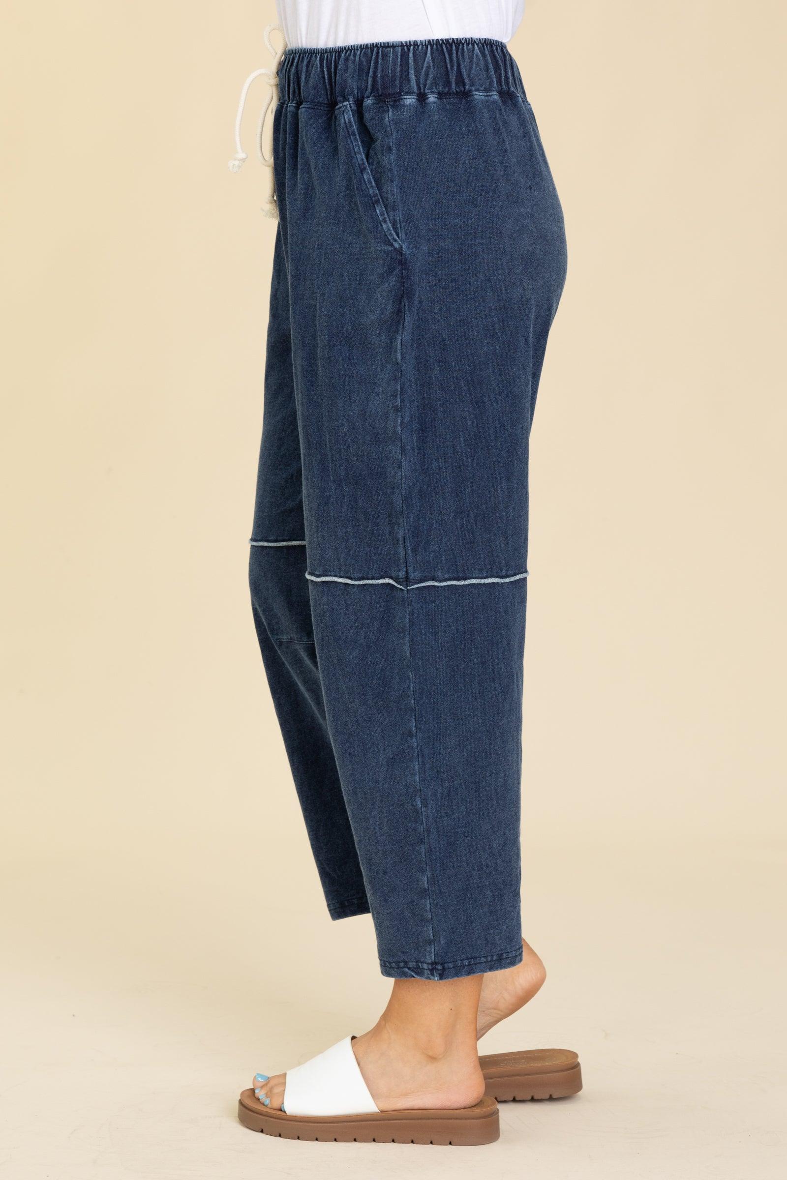 Cotton Blend Mineral Wash Crop Pant Product Image