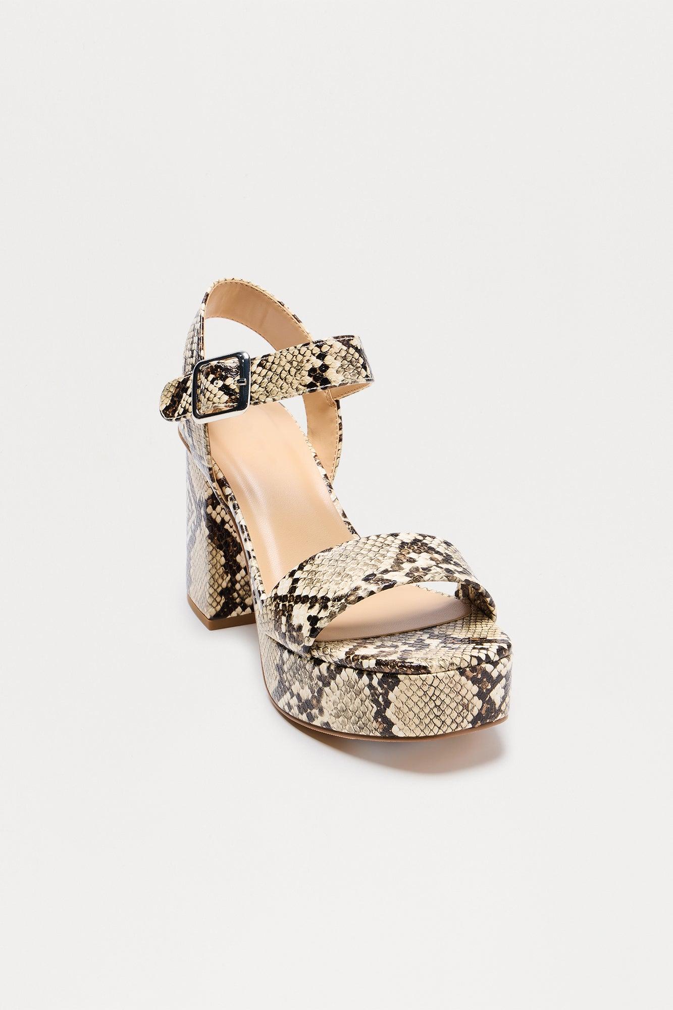 Kia Faux Leather Platform Heels - Beige Female Product Image