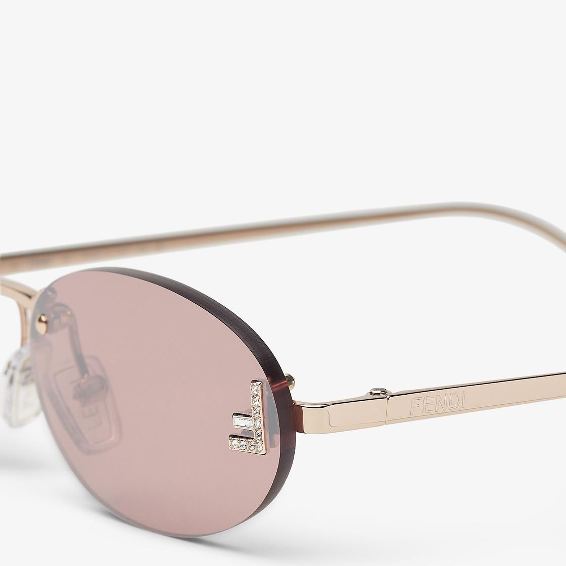 Fendi First CrystalRose gold-colored sunglasses with pink lenses Product Image