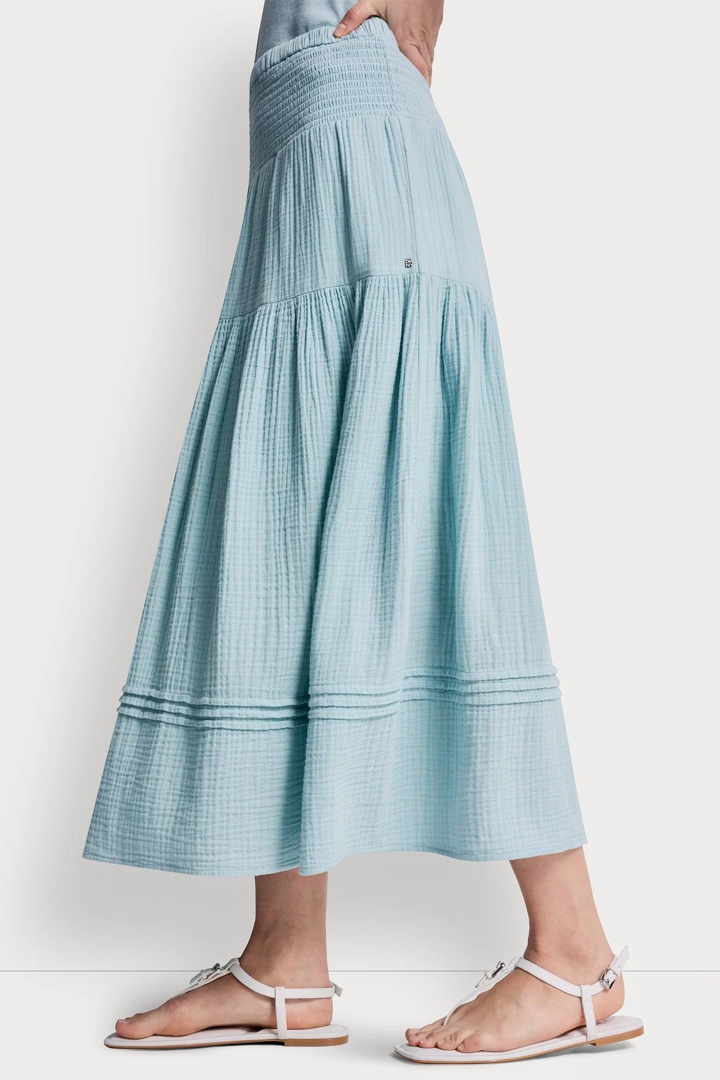 SMOCKED WAIST MAXI TIERED SKIRT Product Image