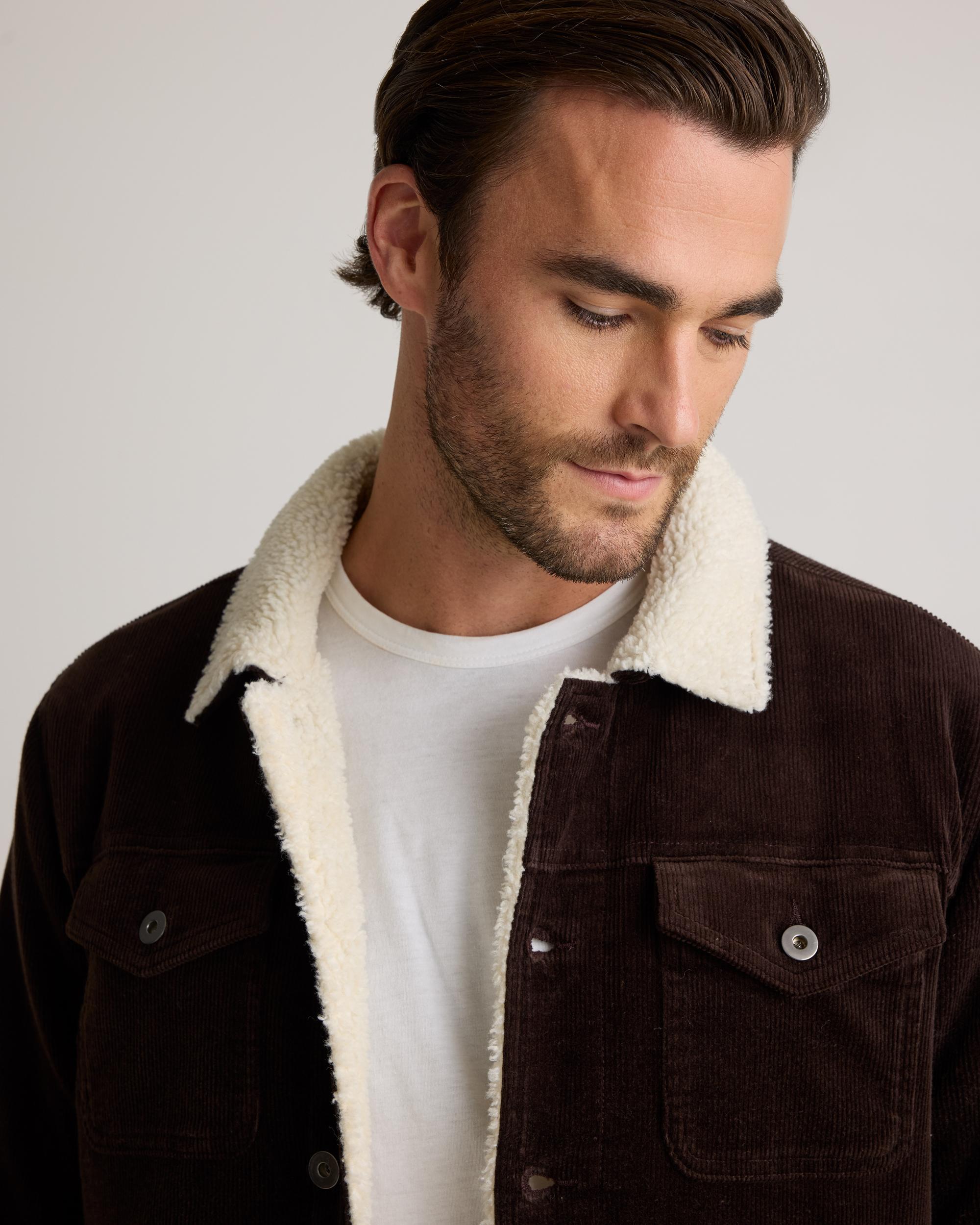 Quince | Men's Organic Stretch Corduroy Sherpa-Lined Trucker Jacket Size XL, 100% Polyester Product Image