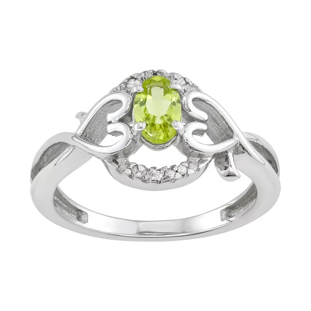 Jewelexcess Sterling Silver 0.45 T.W. Gemstone & White Diamond Accent Sterling Silver Ring, Women's, Size: 9, Peridot Product Image