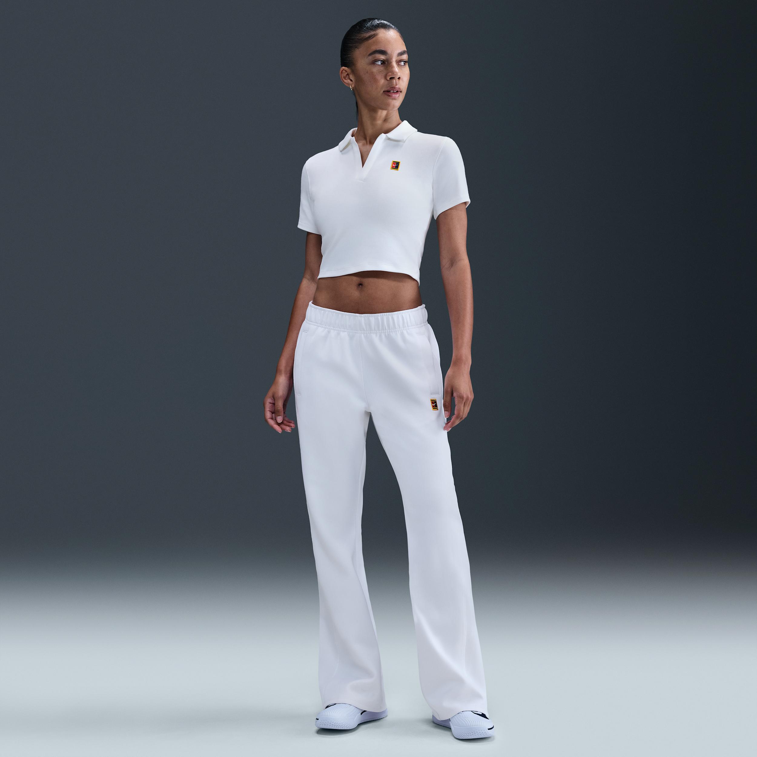 Nike Womens Court Heritage Short-Sleeve Cropped Tennis Polo | HJ8992-100 Product Image