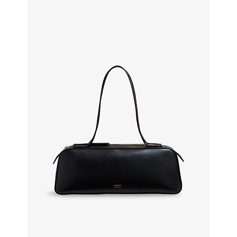 KHAITE Simona Crackle Patent Leather Shoulder Bag In Black Product Image