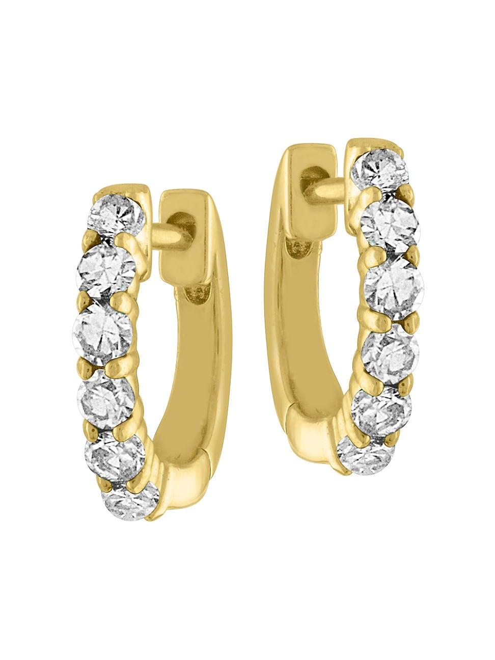 Womens 14K Yellow Gold & 0.764 TCW Diamond Huggie Hoops Product Image