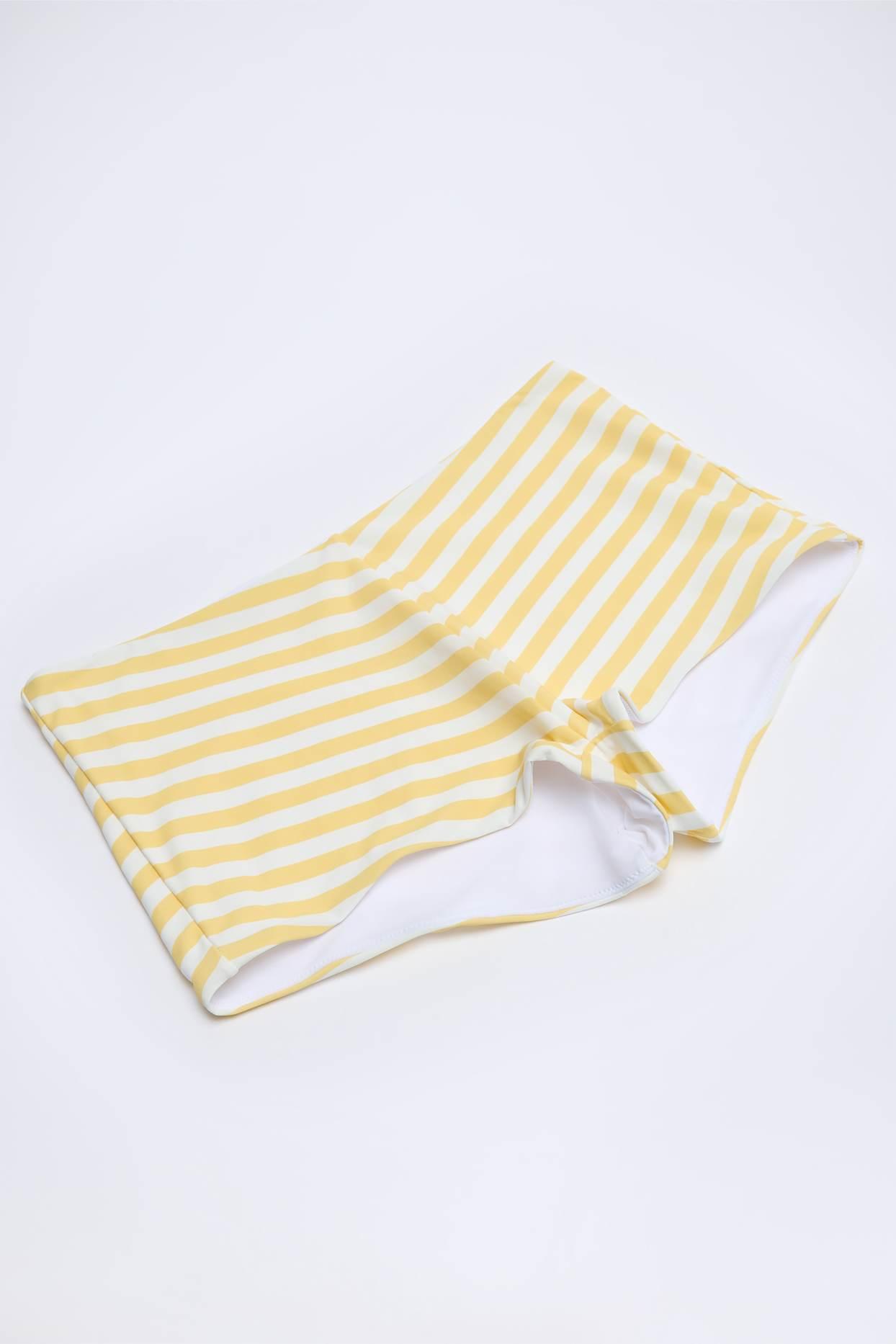 Mid-Rise Hot Pants in Lemon Yellow Stripe Product Image