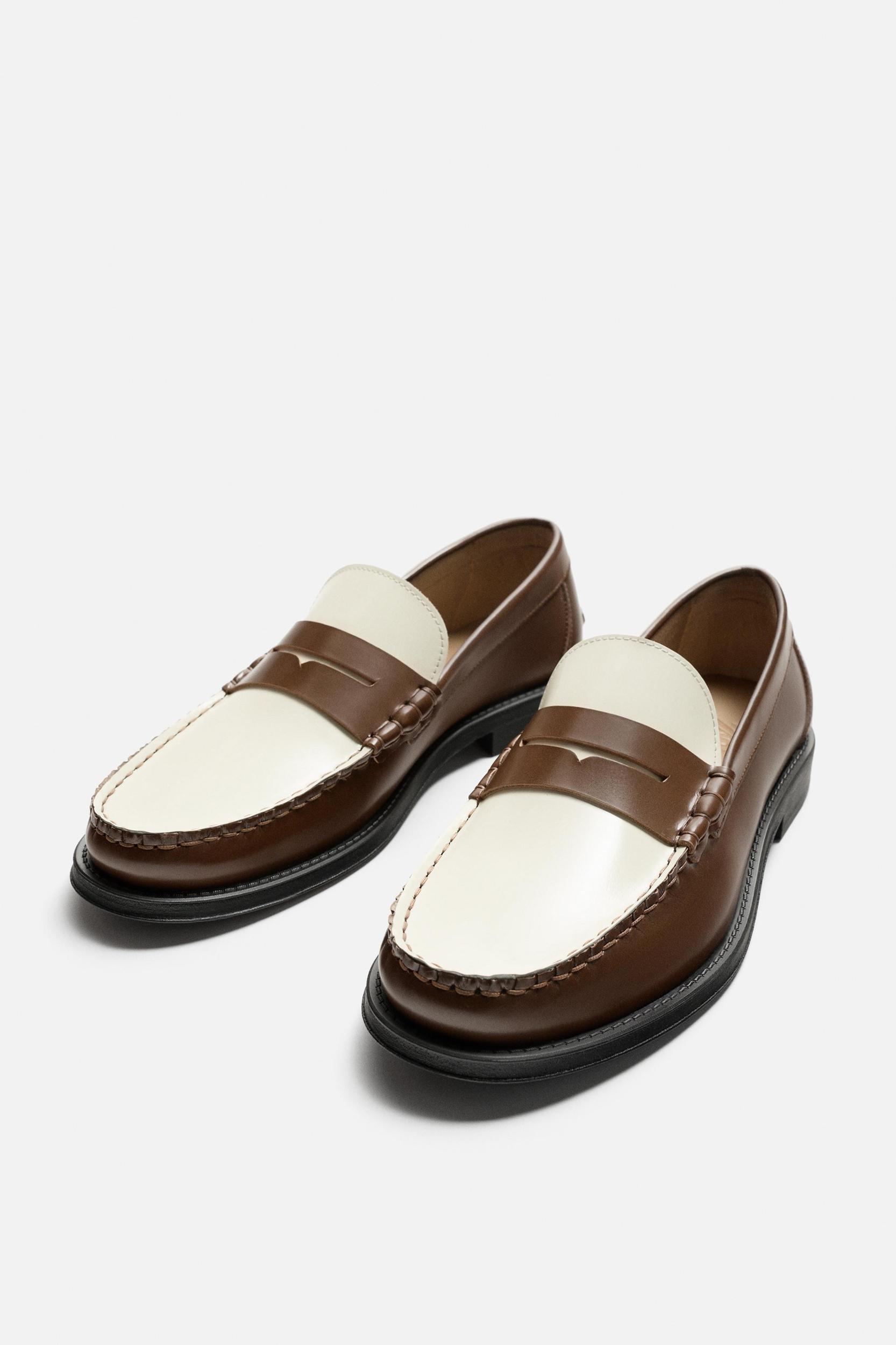 CONTRASTING LEATHER LOAFERS Product Image
