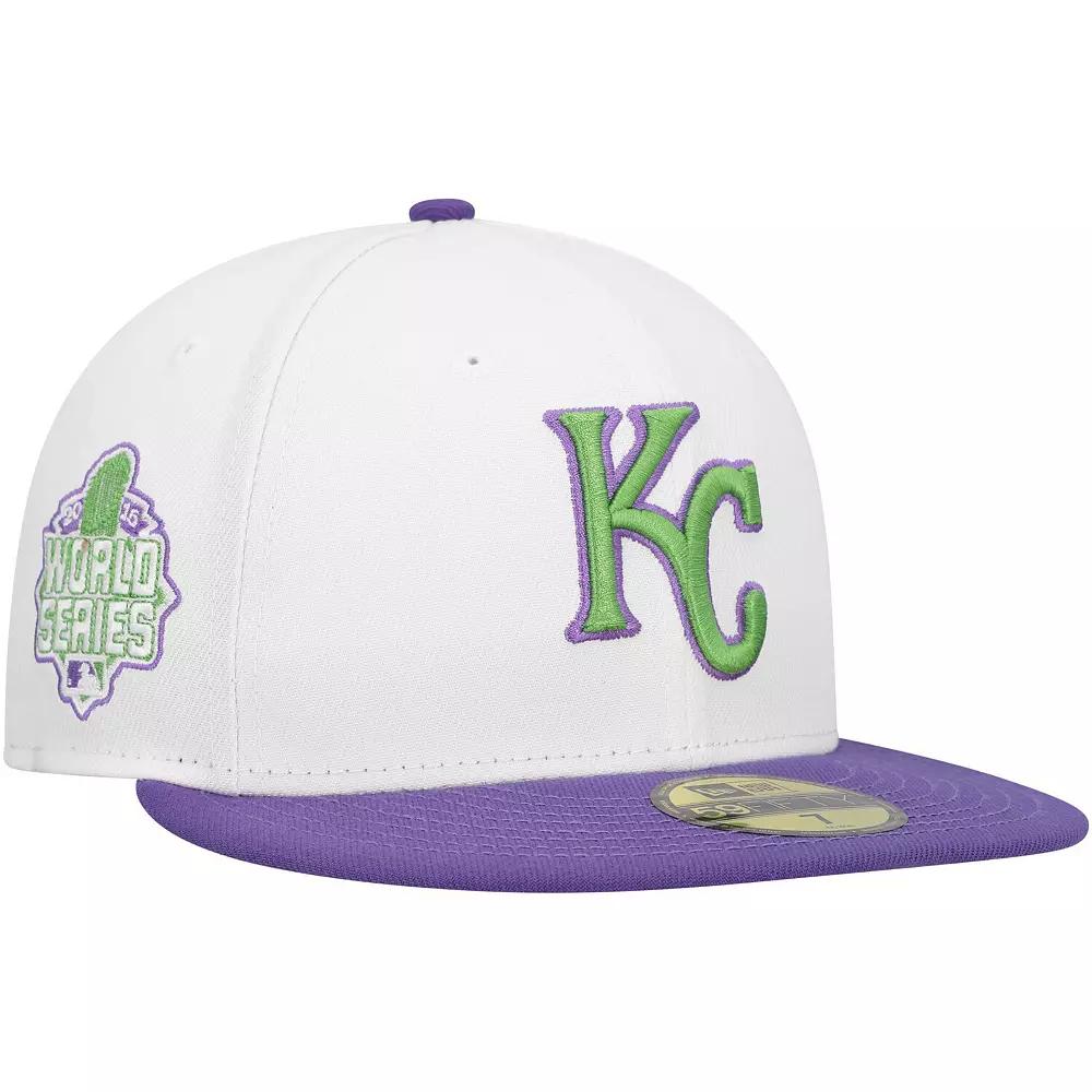 Men's New Era White Kansas City Royals  Side Patch 59FIFTY Fitted Hat, Size: 7 3/8 Product Image