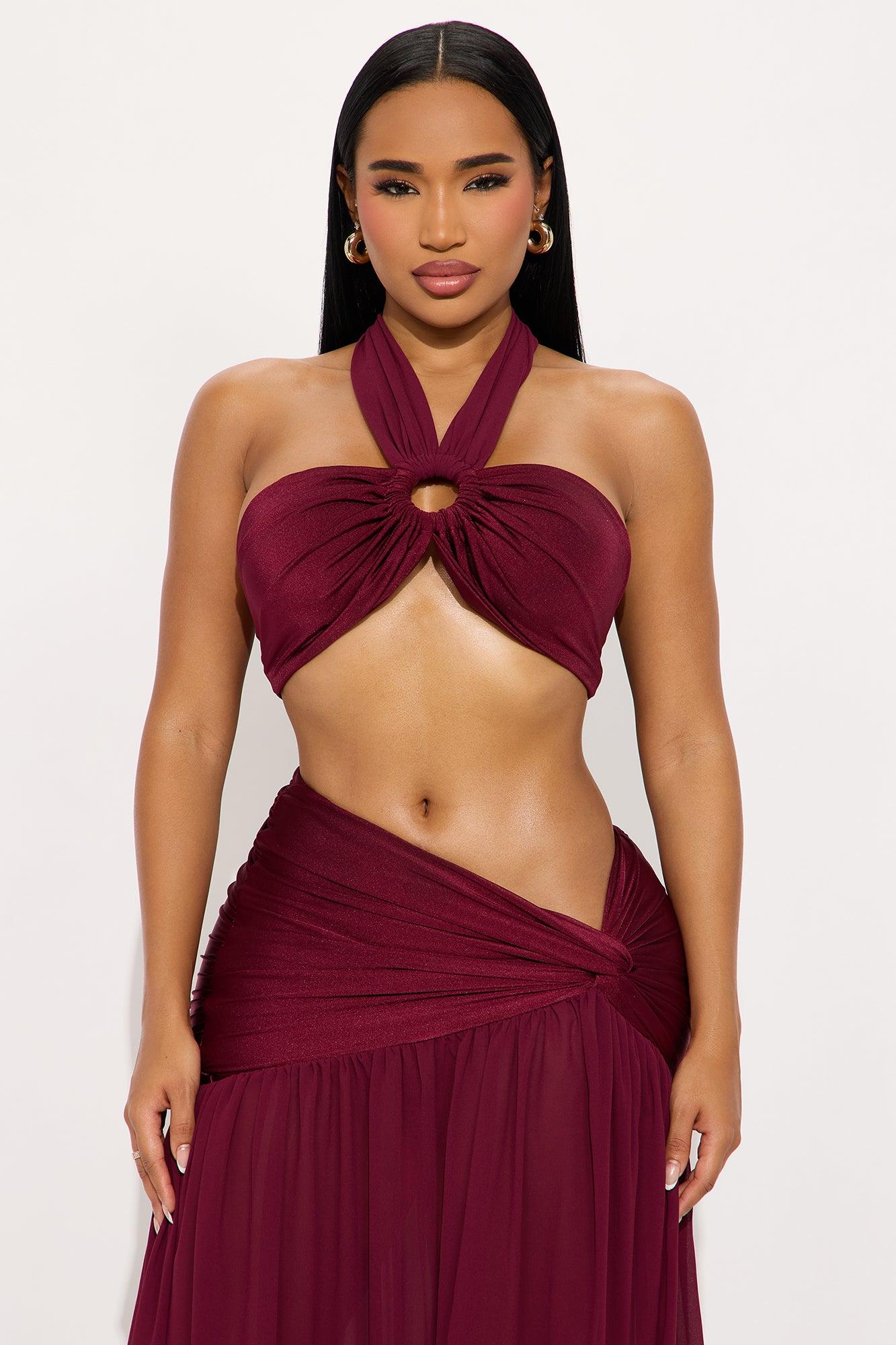 Blissful Day Maxi Skirt Set - Wine Female Product Image