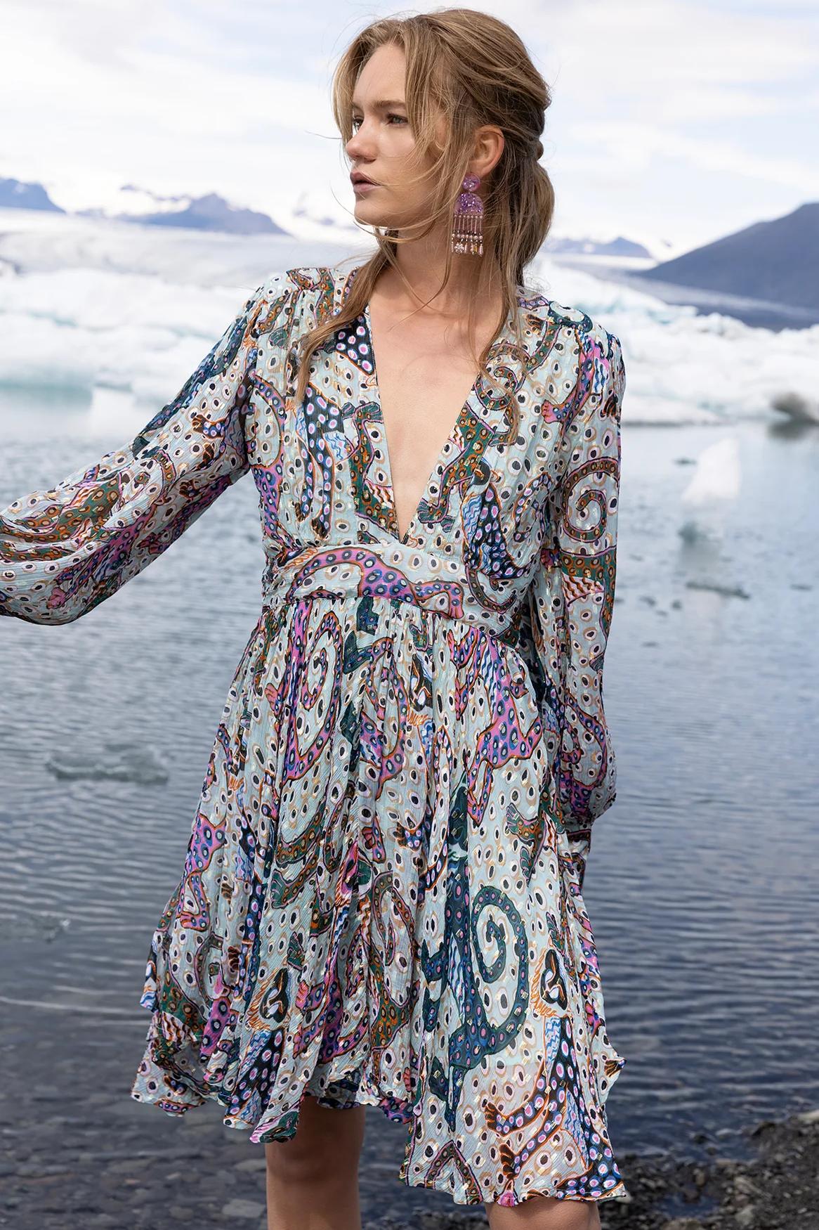 V-neck mini dress Product Image