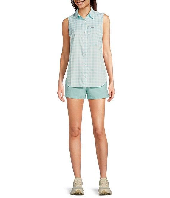 Columbia Anytime Lite Woven Plaid Print Point Collar Sleeveless Button Front Shirt Product Image