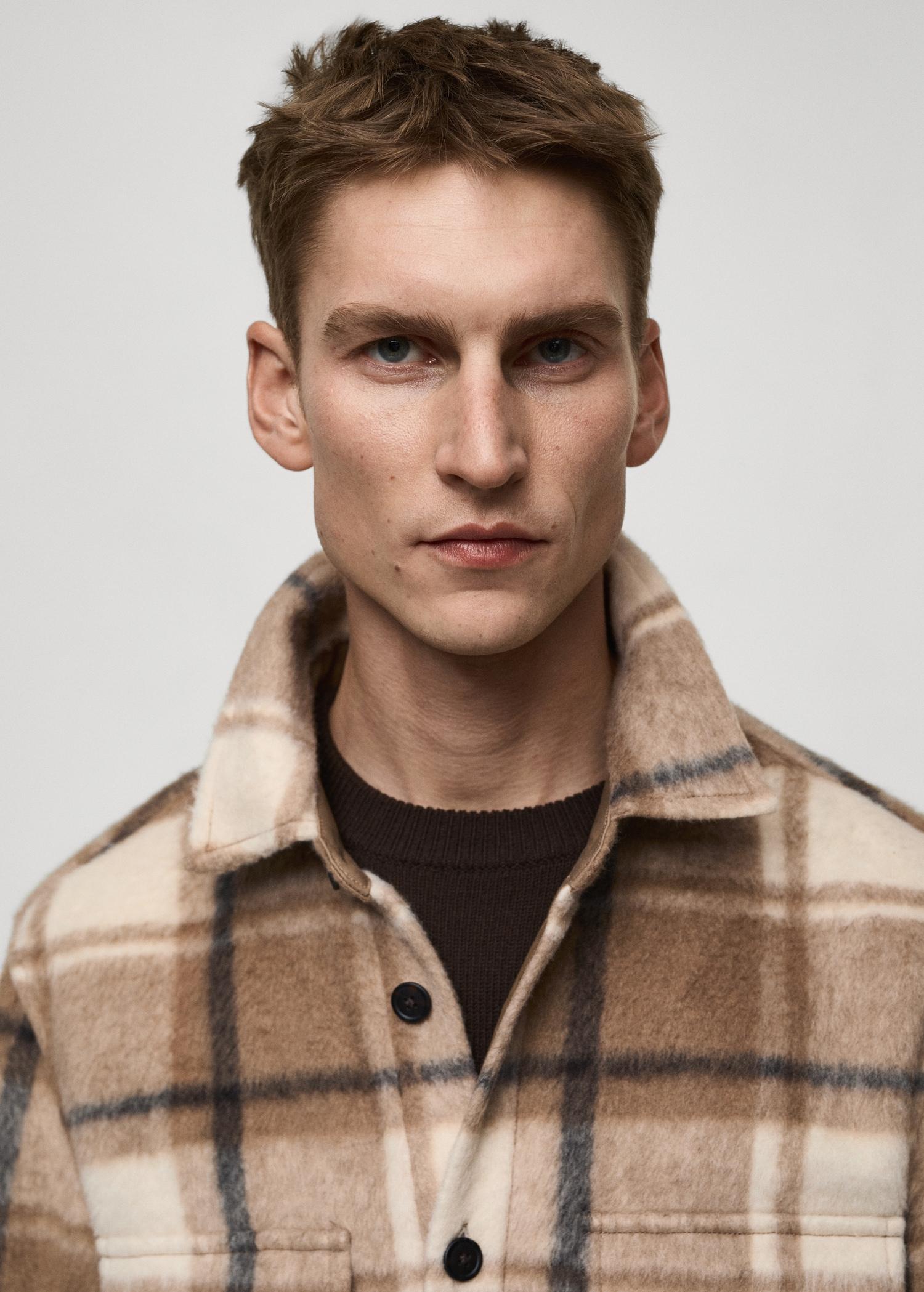 Check flannel textured overshirt - Men | MANGO USA Product Image